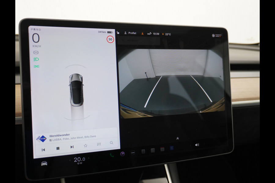 Tesla Model 3 Long Range AWD 75kWh 463PK Trekhaak 19" FSD-Computer 3 Premium Audio 4wd AutoPilot Panoramadak Camera's Leer Adaptive-Cruise-Con Keyless Stoel en achterbank verwarming Electr.Stoelen+Memory+Easy-Entry WiFi 1e Eigenaar Org. Nederlandse Auto Garantie op Accu/Motor tot 29-12-2027/192.000km