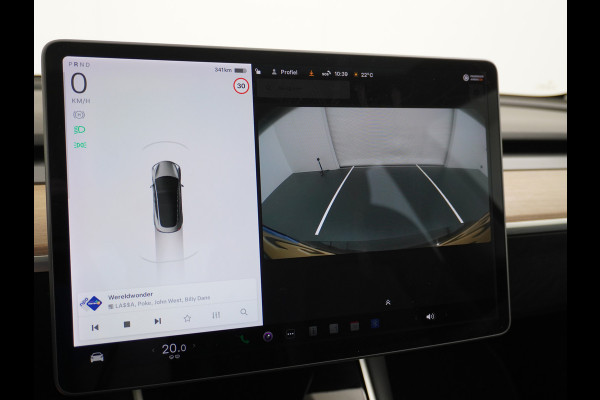 Tesla Model 3 Long Range AWD 75kWh 463PK Trekhaak 19" FSD-Computer 3 Premium Audio 4wd AutoPilot Panoramadak Camera's Leer Adaptive-Cruise-Con Keyless Stoel en achterbank verwarming Electr.Stoelen+Memory+Easy-Entry WiFi 1e Eigenaar Org. Nederlandse Auto Garantie op Accu/Motor tot 29-12-2027/192.000km