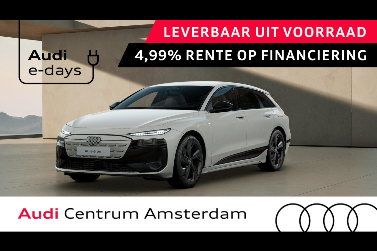 Audi A6 Avant e-tron S edition 83 kWh privacy glass, rood gespoten remzadels, LM velgen 21" Audi A6 Avant e-tron S edition 83 kWh privacy glass, rood gespoten remzadels, LM velgen 21"