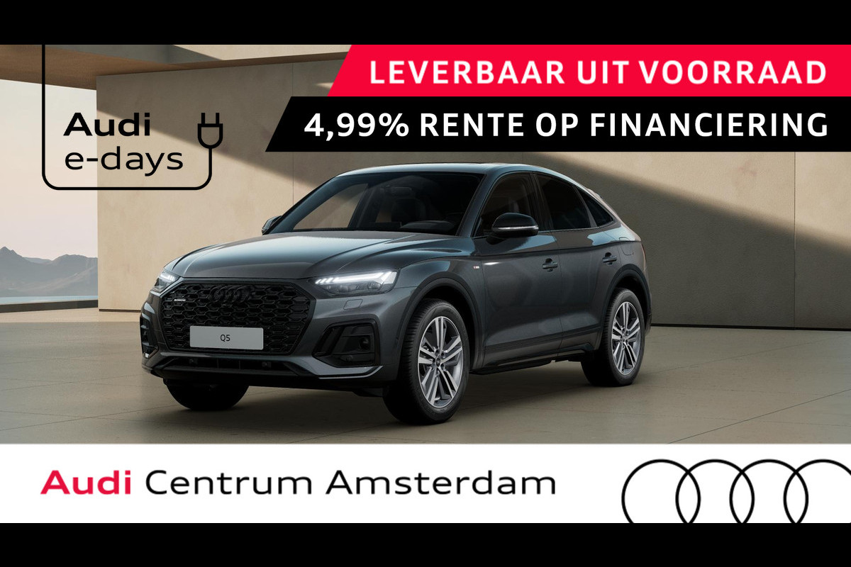 Audi Q5 Sportback S edition Competition 50 TFSI e 220 kW / 299 PK SU panoramadak, assistentiepakket parking, B&O soundsysteem, spiegelkappen carbon, lichtpakket plus, leder/alcantara interieur