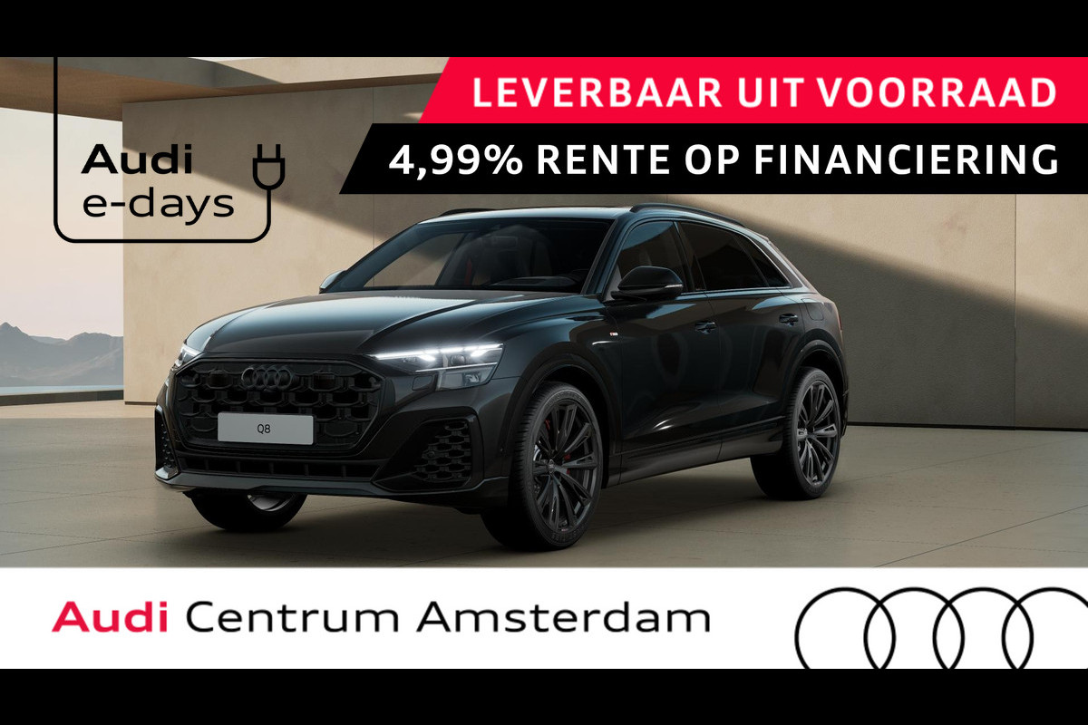 Audi Q8 55 TFSI e quattro Pro Line S panoramadak, head-up display, vierwielbesturing, B&O soundsysteem, comfortsleutel, sportstoelen plus, assistentie pakket PLUS, leder interieur uitgebreid, 23"LM velgen Audi Q8 55 TFSI e quattro Pro Line S panoramadak, head-up display, vierwielbesturing, B&O soundsysteem, comfortsleutel, sportstoelen plus, assistentie pakket PLUS, leder interieur uitgebreid, 23"LM velgen