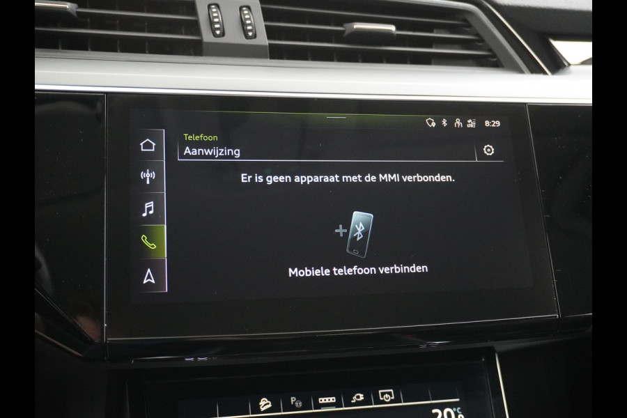 Audi e-tron ✅ 55 Quattro 95kWh 408PK AUT. Leder Luchtvering Audi-Sound-Sytem® Navi Park-assist PDC-a+v 19" LED Cruise Dab Virtual Cockpit Ke Elek.Achterklep Regen/Lichtsensor Bluetooth Wifi Grootste accu Fase 3 laden 1e Eigenaar Origineel Nederlandse Auto 1800KG trekvermogen