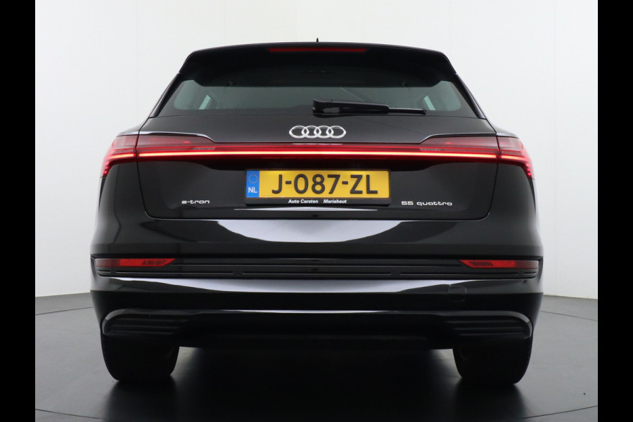 Audi e-tron ✅ 55 Quattro 95kWh 408PK AUT. Leder Luchtvering Audi-Sound-Sytem® Navi Park-assist PDC-a+v 19" LED Cruise Dab Virtual Cockpit Ke Elek.Achterklep Regen/Lichtsensor Bluetooth Wifi Grootste accu Fase 3 laden 1e Eigenaar Origineel Nederlandse Auto 1800KG trekvermogen