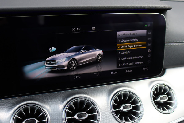 Mercedes-Benz E-Klasse Cabrio 200 AMG Line Premium Aut9 | Airscarf | Burmester | Memory | HUD | Surround Camera | Dodehoekassistent | Intelligent Light System | Cabrioletcomfortpakket |