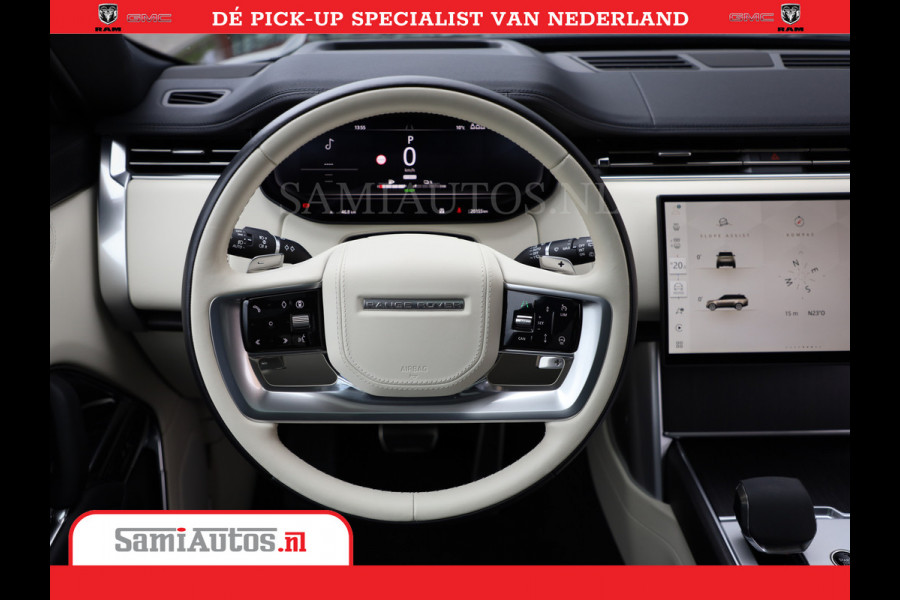 Land Rover Range Rover P550e | NIGHT | GARANTIE TOT 14-03-2029 | HEAD-UP | ACHTERAS BESTURING | SOFT CLOSE | PHEV | 23 INCH VELGEN | PANORAMADAK | STUURVERWARMING | STOEL KOELING | Fabrieksgarantie tot 14-03-2029 – Geniet van gemoedsrust met uitgebreide dekking tot deze datum. GZK-71-D