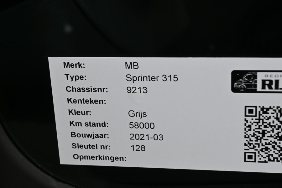Mercedes-Benz Sprinter 315 CDI L1H1 RWD 10.25 MBUX met camera en navigatie, Leder, Trekhaak