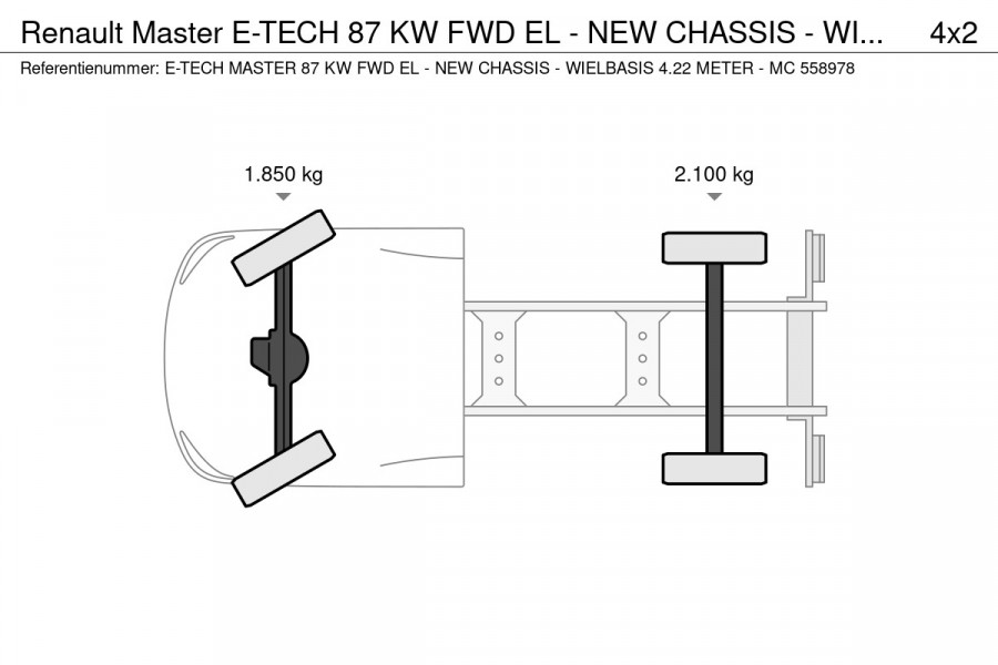 Renault Master E-TECH 87 KW FWD EL - NEW CHASSIS - WIELBASIS 4.22 METER - MC 558978