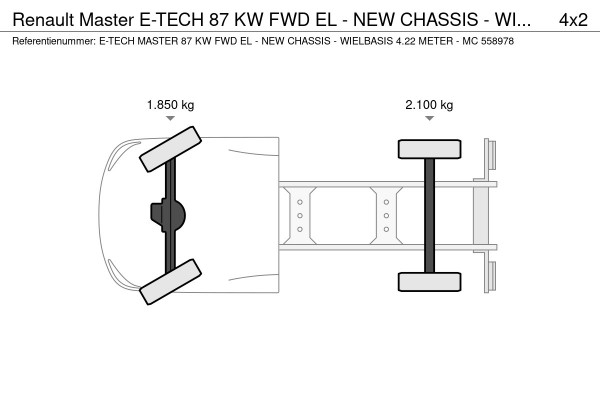 Renault Master E-TECH 87 KW FWD EL - NEW CHASSIS - WIELBASIS 4.22 METER - MC 558978