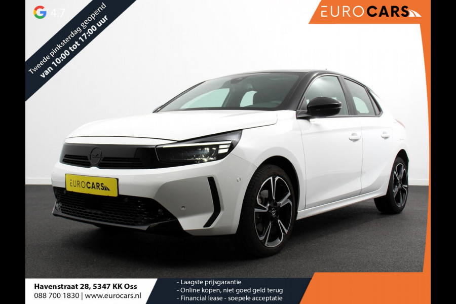 Opel Corsa 1.2 GS Panorama dak Digitale Cockpit Climate Control Dab Camera Parkeersensoren Cruise control LED Verwarmde voorstoelen Stuurwiel verwarmd Navigatie Climate control Apple carplay/ Android Auto Parkeer sensoren voor en achter