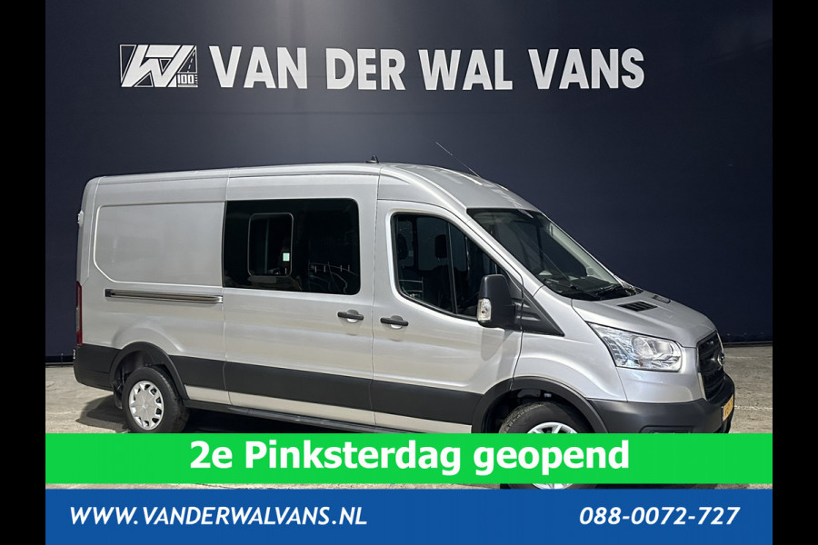 Ford Transit 2.0 TDCI 130pk L3H2 Dubbele cabine Euro6 # Airco | 5-Zits | 2500kg Trekhaak | LED | Cruisecontrol Parkeersensoren, verwarmde voorruit