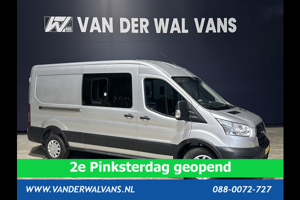 Ford Transit 2.0 TDCI 130pk L3H2 Dubbele cabine Euro6 # Airco | 5-Zits | 2500kg Trekhaak | LED | Cruisecontrol Parkeersensoren, verwarmde voorruit