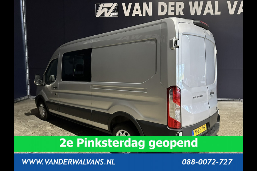 Ford Transit 2.0 TDCI 130pk L3H2 Dubbele cabine Euro6 # Airco | 5-Zits | 2500kg Trekhaak | LED | Cruisecontrol Parkeersensoren, verwarmde voorruit