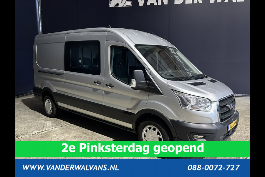 Ford Transit 2.0 TDCI 130pk L3H2 Dubbele cabine Euro6 # Airco | 5-Zits | 2500kg Trekhaak | LED | Cruisecontrol Parkeersensoren, verwarmde voorruit