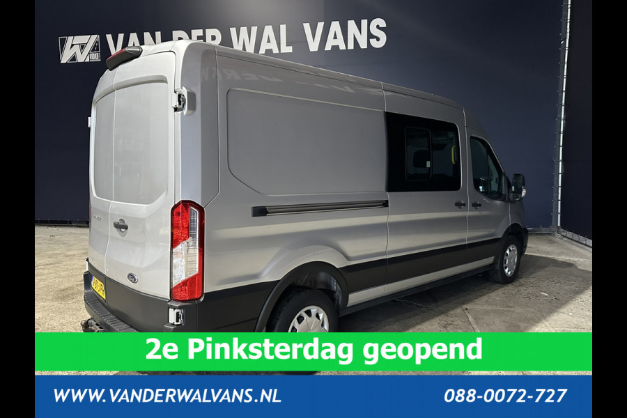 Ford Transit 2.0 TDCI 130pk L3H2 Dubbele cabine Euro6 # Airco | 5-Zits | 2500kg Trekhaak | LED | Cruisecontrol Parkeersensoren, verwarmde voorruit