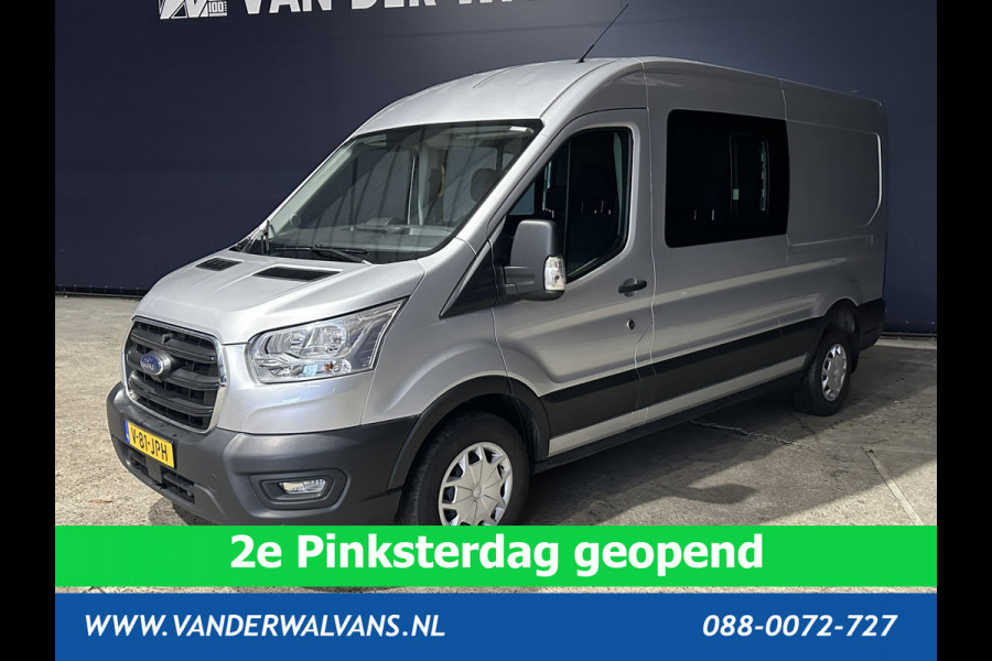 Ford Transit 2.0 TDCI 130pk L3H2 Dubbele cabine Euro6 # Airco | 5-Zits | 2500kg Trekhaak | LED | Cruisecontrol Parkeersensoren, verwarmde voorruit