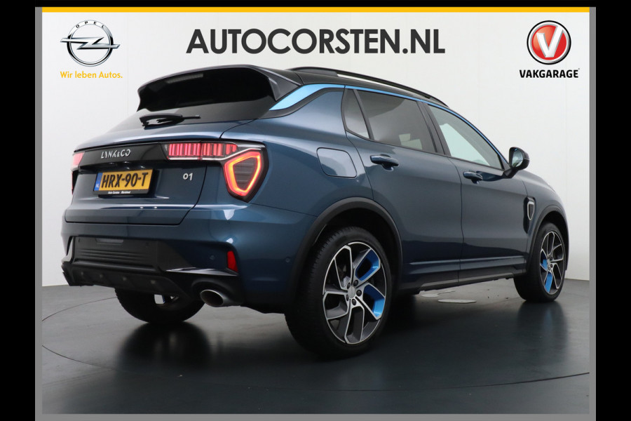 Lynk & Co 01 PHEV AUT-7 261pk Pano-Schuif-K-dak 20" 360°Camera Apple Carplay Android Auto Adaptive-Cr NaviPdc-a+v Ecc Keyless Led M-BuxPlug-I Elek.Memory.Stoel File assistent Dodehoek detector Elektrisch bedienbare achterklep Rijstrooksensor Wifi Verkeersbord detectie 425Nm koppel 3,6kw laadvermogen