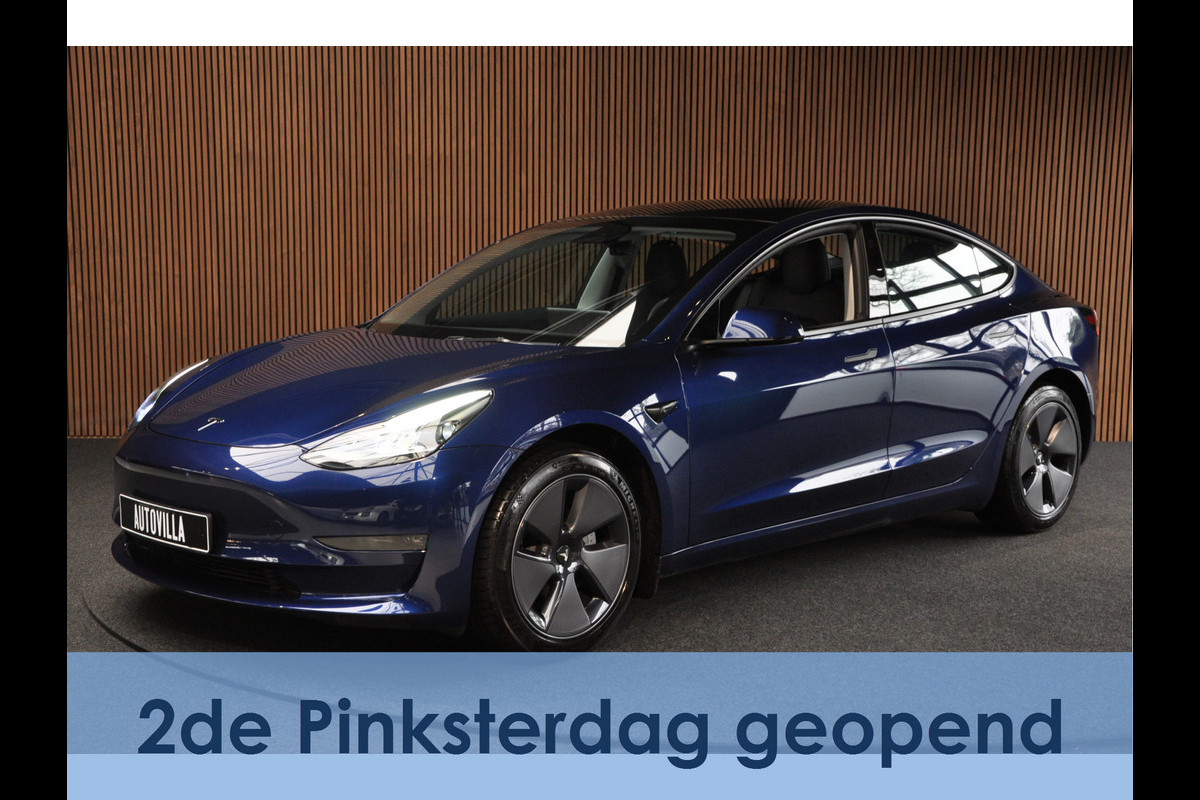 Tesla Model 3 Long Range AWD 78 kWh Autopilot ACC Stuurverw. PDC Leer Navi Panoramadak 360° Elektr. achterklep Stoelverwarming voor & achter Climate voor & achter LM velgen BTW auto! Nieuw!