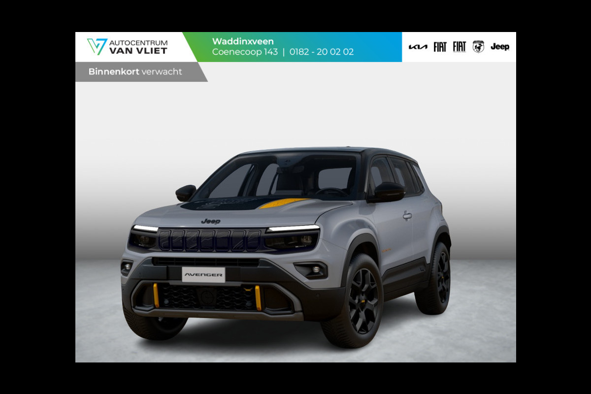 Jeep Avenger 1.2T 4xe The North Face | Schuif/Kanteldak | Clima | Apple Carplay | Adapt. Cruise | Elektr. A-Klep | Keyless | Navi | Stoel&Stuurverwarming Jeep Avenger 1.2T 4xe The North Face | Schuif/Kanteldak | Clima | Apple Carplay | Adapt. Cruise | Elektr. A-Klep | Keyless | Navi | Stoel&Stuurverwarming