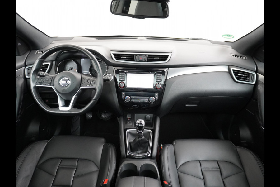 Nissan QASHQAI T 116Pk elekr.+Leer Pano-dak Tekna 360°-Camera Bose-Sound Navi Ecc Edition Cruise Control Dab Led Stoelverwaming Lmv 19" Memory Leather-Pack Rijstrooksensor Verwarmde voorruit Privacy Glas Zeer Compleet!