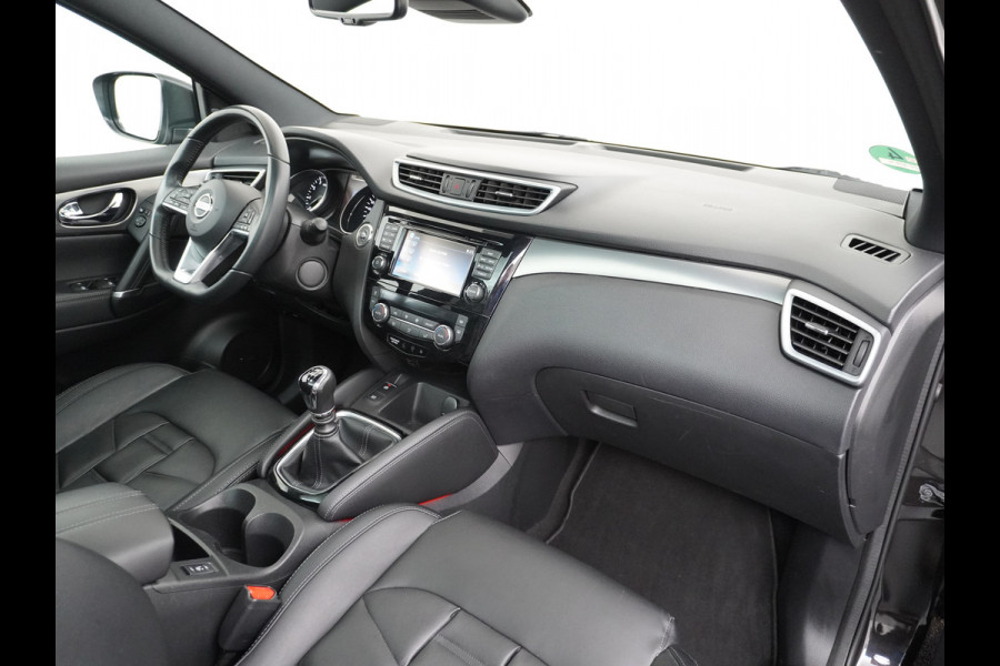 Nissan QASHQAI T 116Pk elekr.+Leer Pano-dak Tekna 360°-Camera Bose-Sound Navi Ecc Edition Cruise Control Dab Led Stoelverwaming Lmv 19" Memory Leather-Pack Rijstrooksensor Verwarmde voorruit Privacy Glas Zeer Compleet!