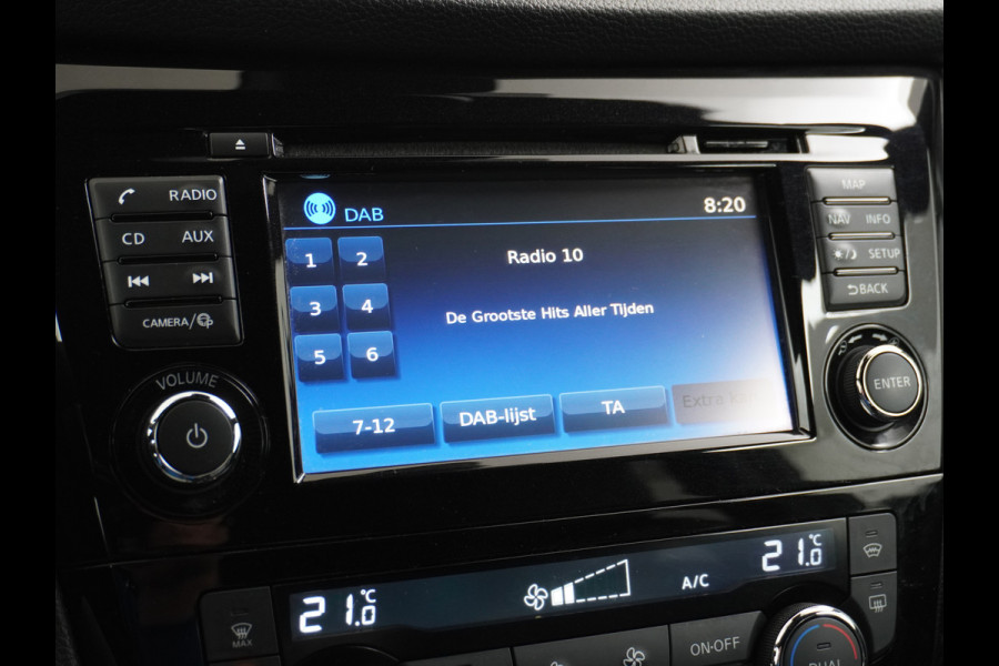 Nissan QASHQAI T 116Pk elekr.+Leer Pano-dak Tekna 360°-Camera Bose-Sound Navi Ecc Edition Cruise Control Dab Led Stoelverwaming Lmv 19" Memory Leather-Pack Rijstrooksensor Verwarmde voorruit Privacy Glas Zeer Compleet!