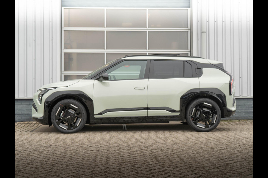 Kia EV3 GT-PlusLine 81.4 kWh Direct beschikbaar  l Adventurine Green | 360 camera l l Harman Kardon l  Stoel en stuurverwarming l Stoel ventilatie  l Schuif kantel dak l
