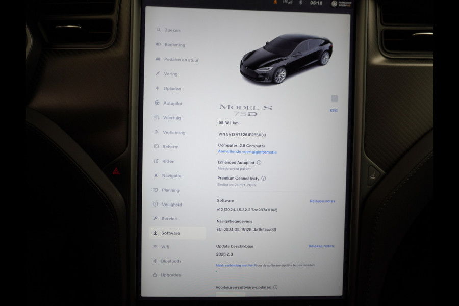 Tesla Model S 75D AWD Luchtvering Enhanced AutoPilot Navi Panorama-Dak Camera Adaptive-Led Elektr.Stuur en Stoel+Geheugen+Spiegels+verwarmd El 19"Lmv 4WD Schuifkanteldak WiFi Rijstrookhulp Bordherkenning ACC ESP Dodehoek Detector Mistlampen Verwarmde-Sproeiers Nieuwprijs € 103.600,- !!