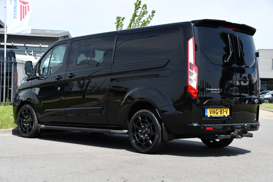 Ford Transit Custom 300 2.0 TDCI L2H1 DC Black Edition Camera, Adaptieve Cruise, 170Pk, Carplay, Xenon, Automaat, Leder, Multimedia, Sensoren, 2 x Schuifdeur, UNIEK!