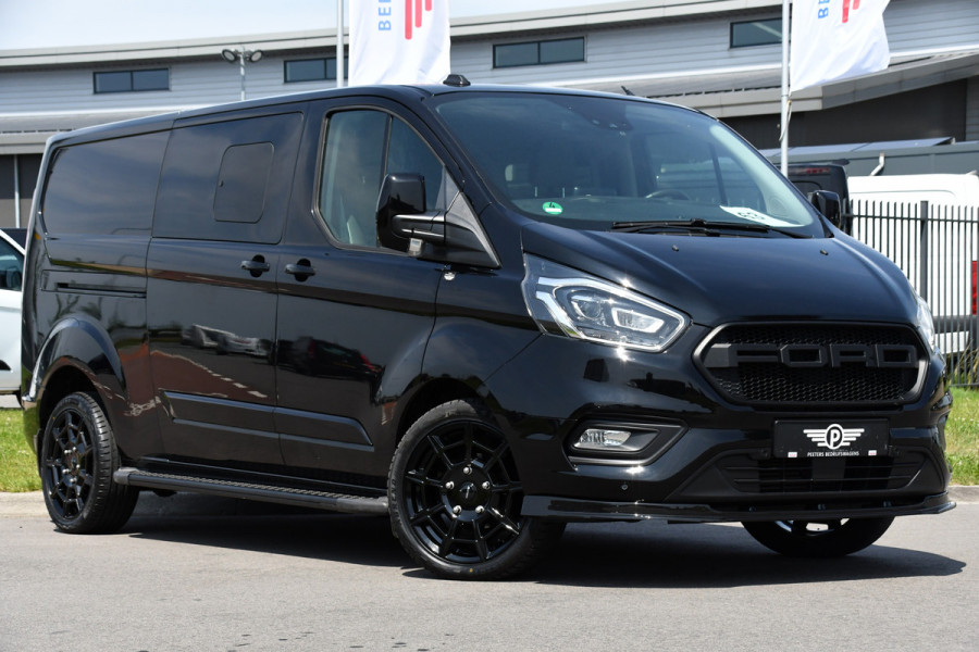 Ford Transit Custom 300 2.0 TDCI L2H1 DC Black Edition Camera, Adaptieve Cruise, 170Pk, Carplay, Xenon, Automaat, Leder, Multimedia, Sensoren, 2 x Schuifdeur, UNIEK!