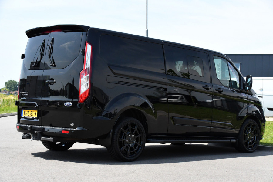 Ford Transit Custom 300 2.0 TDCI L2H1 DC Black Edition Camera, Adaptieve Cruise, 170Pk, Carplay, Xenon, Automaat, Leder, Multimedia, Sensoren, 2 x Schuifdeur, UNIEK!