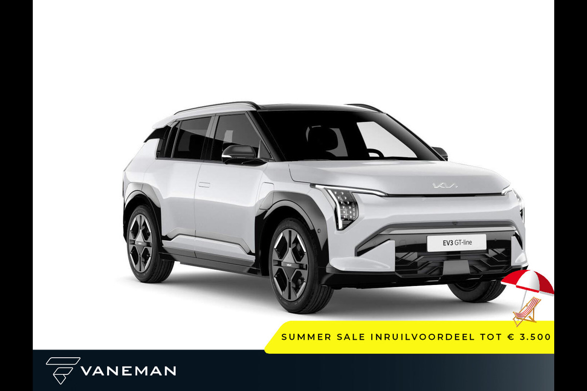 Kia EV3 GT-Line 81.4 kWh | Cruise control adaptief met Stop&Go en stuurhulp | Vegan lederen stoelbekleding ‘GT-Line’ Kia EV3 GT-Line 81.4 kWh | Cruise control adaptief met Stop&Go en stuurhulp | Vegan lederen stoelbekleding ‘GT-Line’