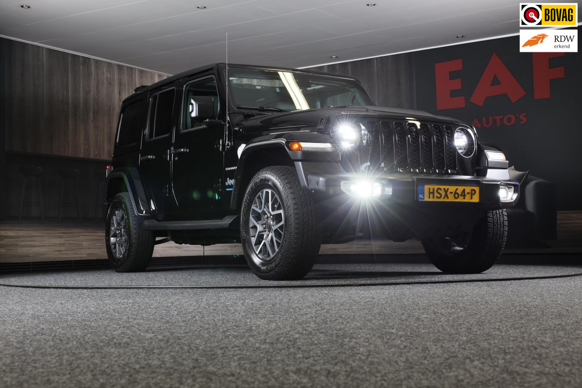 Jeep Wrangler UNLIMITED 4xe 380 Sahara / Sky-One Touch / 360 Camera / Leder / Navi / Ecc / Elek Pakket / Led / Pdc / 18 Inch Jeep Wrangler UNLIMITED 4xe 380 Sahara / Sky-One Touch / 360 Camera / Leder / Navi / Ecc / Elek Pakket / Led / Pdc / 18 Inch