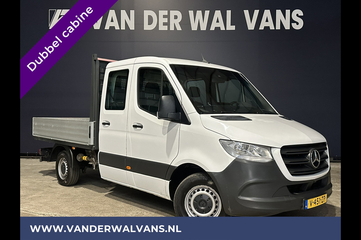Mercedes-Benz Sprinter 314 CDI 143pk Pick-Up Open Laadbak 1000kg Kraan Dubbele Cabine Euro6 Airco | 3500kg Trekhaak | 6-Zits Apple Carplay, Android Auto, Cruisecontrol