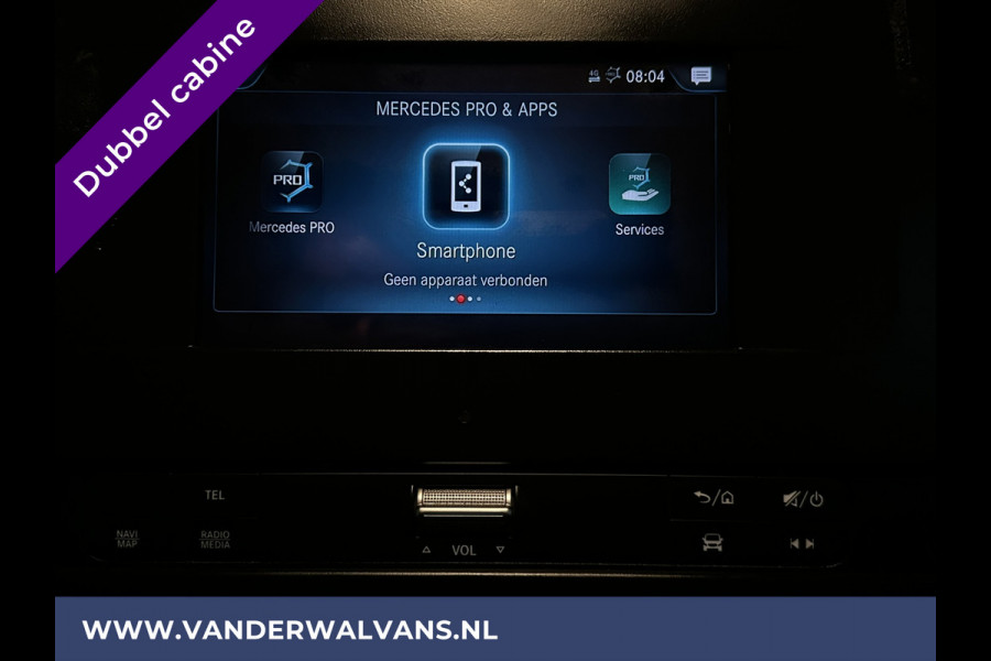 Mercedes-Benz Sprinter 314 CDI 143pk Pick-Up Open Laadbak 1000kg Kraan Dubbele Cabine Euro6 Airco | 3500kg Trekhaak | 6-Zits Apple Carplay, Android Auto, Cruisecontrol
