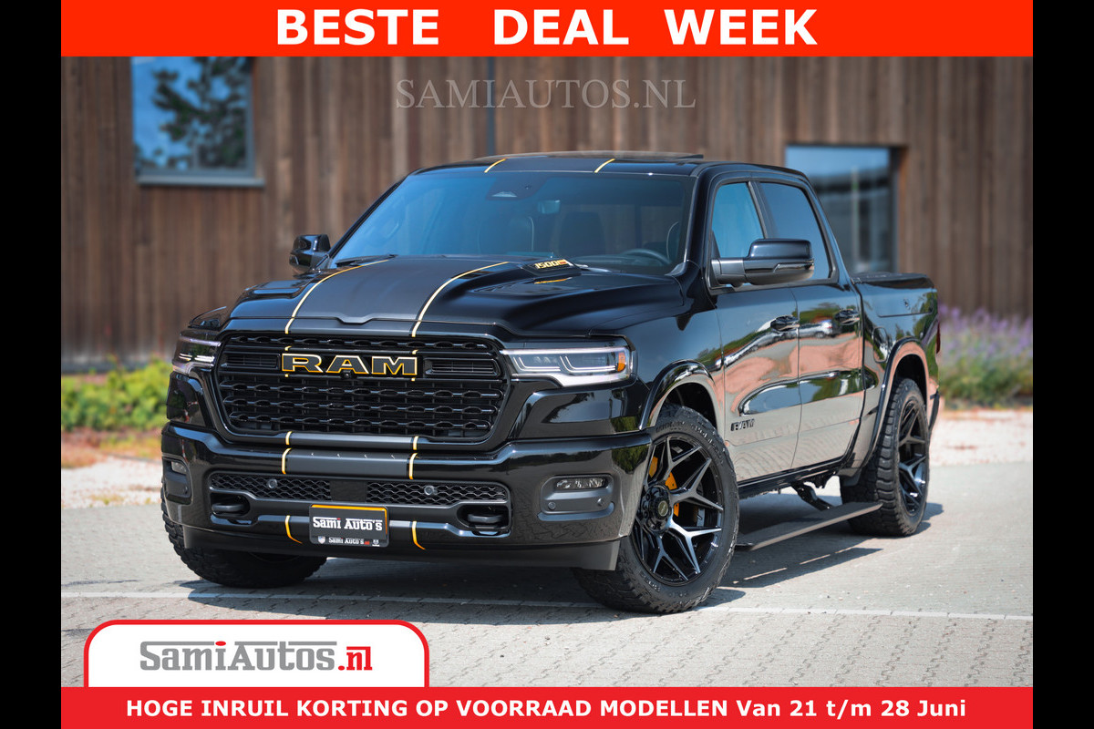 Dodge Ram 1500 Limited Night High Output 540HP 706Nm | Massage + Full Option | De Meest Luxe en Volle Pick-Up in zijn Klasse | Comfortabele Dubbele Cabine met Royale 5 Zitplaatsen | BPM vrij | Nu Leverbaar uit Voorraad | Voorraad Nr 2324 - 5142 Dodge Ram 1500 Limited Night High Output 540HP 706Nm | Massage + Full Option | De Meest Luxe en Volle Pick-Up in zijn Klasse | Comfortabele Dubbele Cabine met Royale 5 Zitplaatsen | BPM vrij | Nu Leverbaar uit Voorraad | Voorraad Nr 2324 - 5142