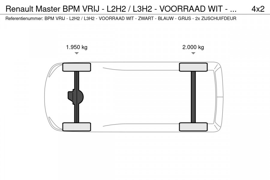 Renault Master BPM VRIJ - L2H2 / L3H2 - VOORRAAD WIT - ZWART - BLAUW - GRIJS - 2x ZIJSCHUIFDEUR - INFORMEER NAAR DE MOGELIJKHEDEN