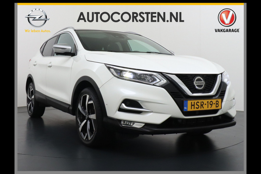 Nissan QASHQAI 116pk Tekna+ Aut. Bose Pano.dak Leer+Elektr.+Mem-Stoel 360Camera Keyless ZwarteHemel Lane-dep. Parkeerhulp Navi Usb Elek.Stoelen Bordherk. Verw.Voorruit Led Stoelverw. Bluetooth Isofix Led Regensensor Aut.Verlichting Ecc Mistlampen 19''LM Dealer Onderhouden € 38.500,- nieuw