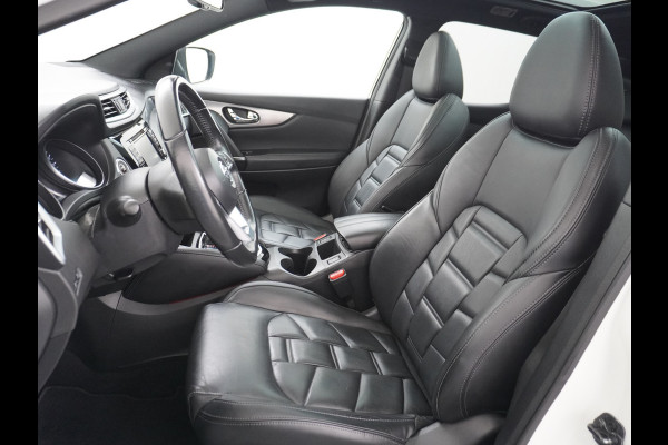 Nissan QASHQAI 116pk Tekna+ Aut. Bose Pano.dak Leer+Elektr.+Mem-Stoel 360Camera Keyless ZwarteHemel Lane-dep. Parkeerhulp Navi Usb Elek.Stoelen Bordherk. Verw.Voorruit Led Stoelverw. Bluetooth Isofix Led Regensensor Aut.Verlichting Ecc Mistlampen 19''LM Dealer Onderhouden € 38.500,- nieuw