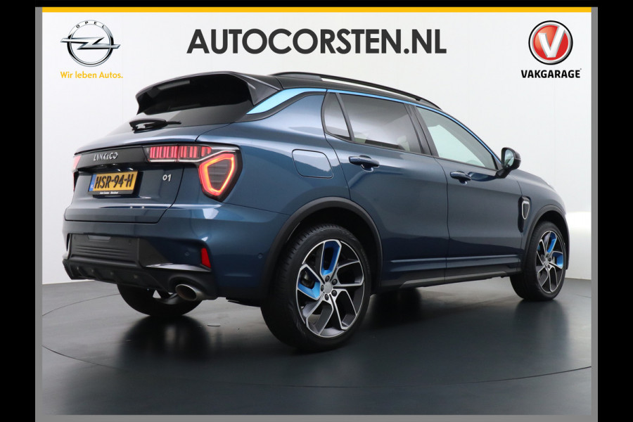 Lynk & Co 01 1.5 PHEV AUT-7 261pk 4wd Pano-Schuif-K-dak 20" 360°Camera Apple Carplay Android Auto Adaptive-Cr NaviPdc-a+v Ecc Keyless Led M-B Elek.Memory.Stoel File assistent Dodehoek detector Elektrisch bedienbare achterklep Rijstrooksensor Wifi Verkeersbord detectie 425Nm koppel 3,6kw laadvermogen A-label Euro 6 Hybride Benzine / Elektrisch rijden tot ca 69km