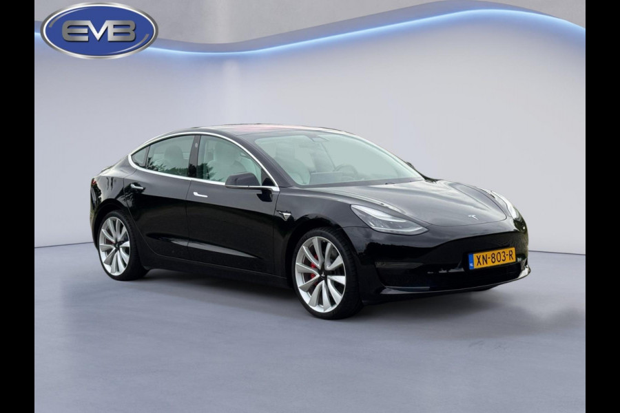 Tesla Model 3 Performance 462 pk AWD 75 kWh, panoramadak, leder, 20 inch, Nederlandse auto met nationale auto pas