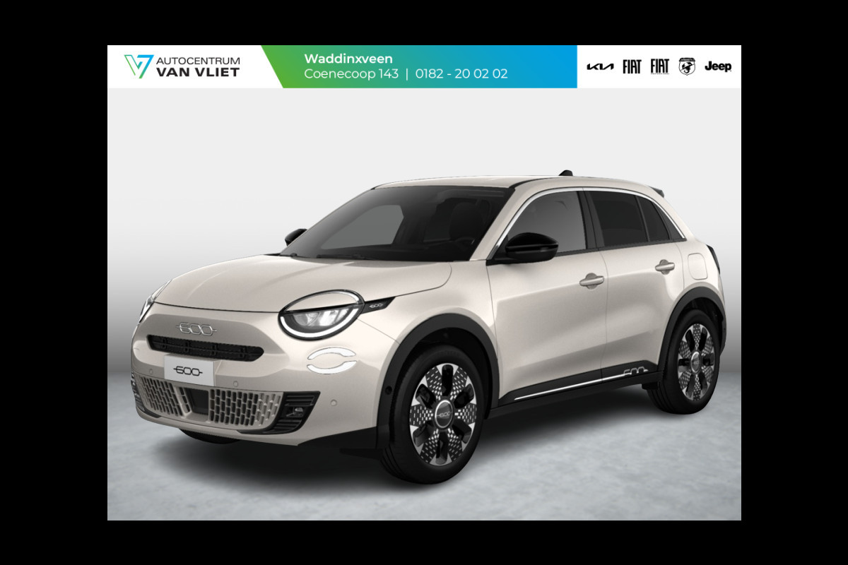 Fiat 600 1.2 Hybrid 110pk La Prima | Leder | Stoelmassage | Camera | Carplay | Adapt. Cruise | Winter Pack Fiat 600 1.2 Hybrid 110pk La Prima | Leder | Stoelmassage | Camera | Carplay | Adapt. Cruise | Winter Pack