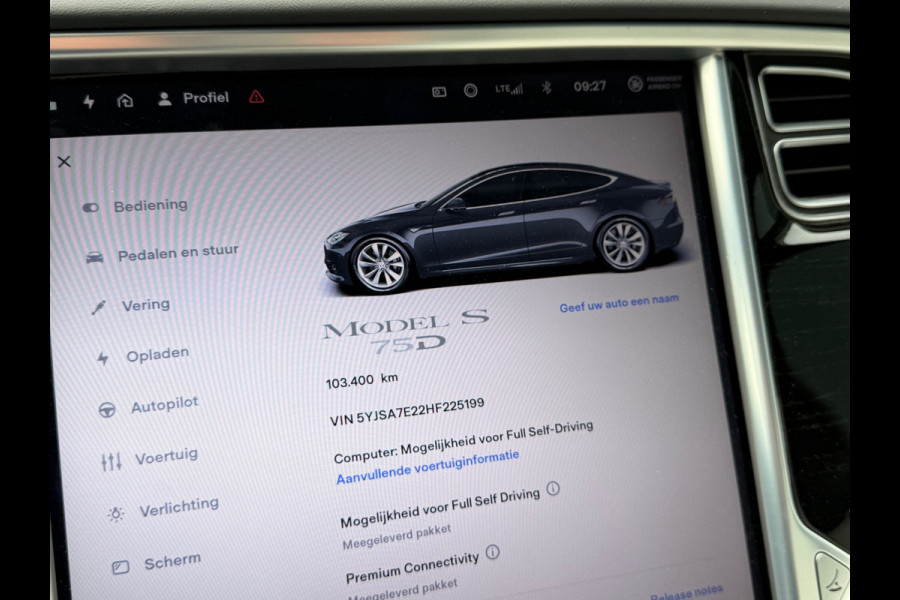 Tesla Model S BWJ 12-2017 | 75D 334PK  Base | LEDER | PANO | AUTO PILOOT | TREKHAAK | CLIMA | NAVI | CAMERA | CRUISE | 19'' LMV
