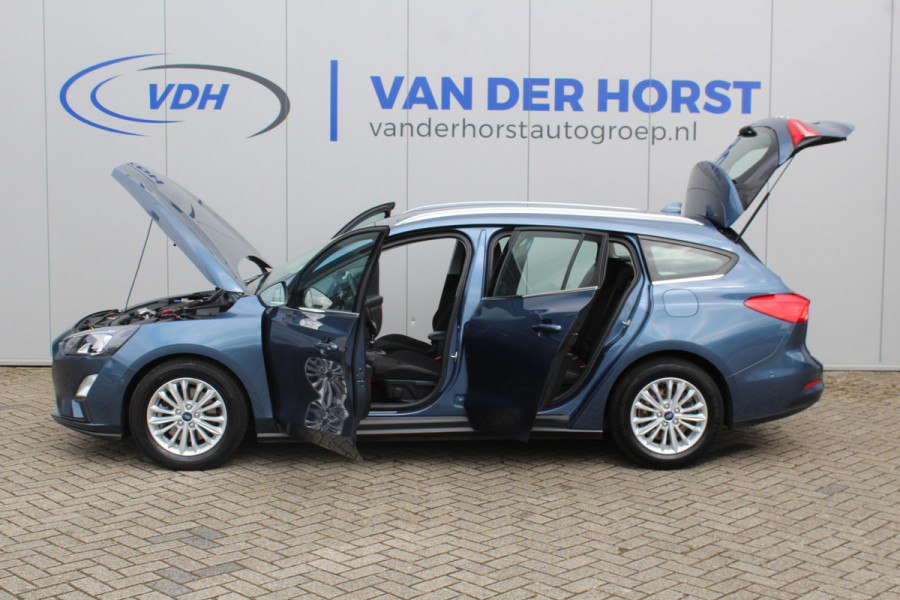 Ford FOCUS Wagon 1.5-120pk EcoBlue turbo diesel Titanium. Super nette en fijn rijdende Focus voor nog jaren plezier ! Stoel-, stuur- en voorraamverwarming, Navigatie, Bluetooth, Parkeersensoren V+A, Camera, Duozone climate, Metallic lak, LM wielen etc.
