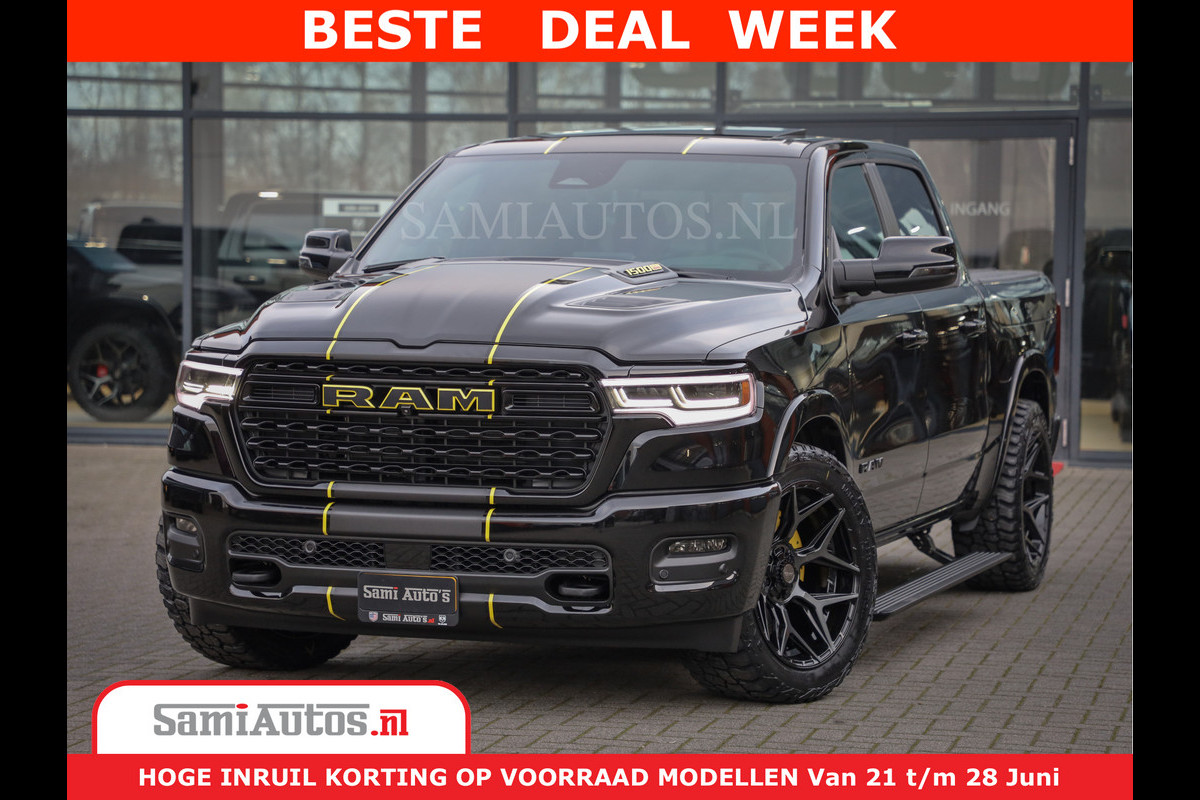 Dodge Ram 1500 Limited Night High Output 540HP 706Nm | Massage + Full Option | De Meest Luxe en Volle Pick-Up in zijn Klasse | Comfortabele Dubbele Cabine met Royale 5 Zitplaatsen | BPM vrij | Nu Leverbaar uit Voorraad | Voorraad Nr 2332 - 5179 Dodge Ram 1500 Limited Night High Output 540HP 706Nm | Massage + Full Option | De Meest Luxe en Volle Pick-Up in zijn Klasse | Comfortabele Dubbele Cabine met Royale 5 Zitplaatsen | BPM vrij | Nu Leverbaar uit Voorraad | Voorraad Nr 2332 - 5179