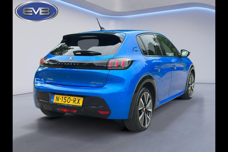 Peugeot e-208 EV GT 350 50 kWh Bleu vertigo, vele opties, achteruitrijcamera, LED verlichting, stoelverwarming