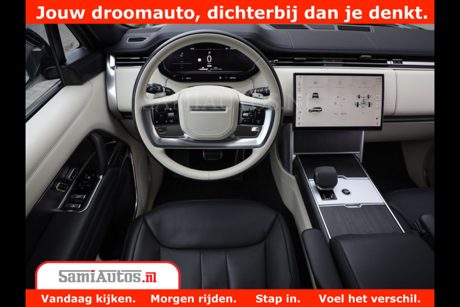 Land Rover Range Rover P550e | NIGHT | GARANTIE TOT 14-03-2029 | HEAD-UP | ACHTERAS BESTURING | SOFT CLOSE | PHEV | 23 INCH VELGEN | PANORAMADAK | STUURVERWARMING | STOEL KOELING | Fabrieksgarantie tot 14-03-2029 – Geniet van gemoedsrust met uitgebreide dekking tot deze datum. GZK-71-D