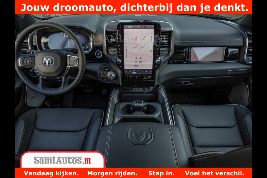 Dodge Ram 1500 Night Premium | Full Option | De Meest Luxe Pick-Up in zijn Klasse | 14.4 Inch Display | Luchtvering | 420PK 636 Nm | Comfortabele Dubbele Cabine met Royale 5 Zitplaatsen | BPM vrij | Nu Leverbaar uit Voorraad | Voorraad Nr 2233 - 7672