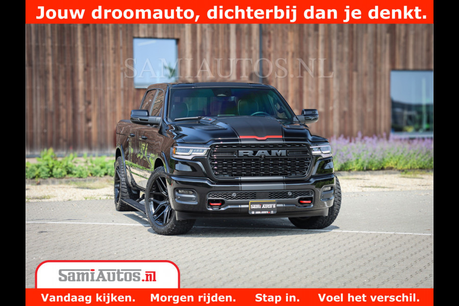 Dodge Ram 1500 Limited Night High Output 540HP 706Nm | Massage + Full Option | De Meest Luxe en Volle Pick-Up in zijn Klasse | Comfortabele Dubbele Cabine met Royale 5 Zitplaatsen | BPM vrij | Nu Leverbaar uit Voorraad | Voorraad Nr 2354 - 3380
