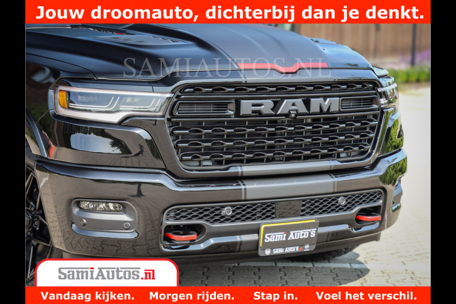 Dodge Ram 1500 Limited Night High Output 540HP 706Nm | Massage + Full Option | De Meest Luxe en Volle Pick-Up in zijn Klasse | Comfortabele Dubbele Cabine met Royale 5 Zitplaatsen | BPM vrij | Nu Leverbaar uit Voorraad | Voorraad Nr 2354 - 3380