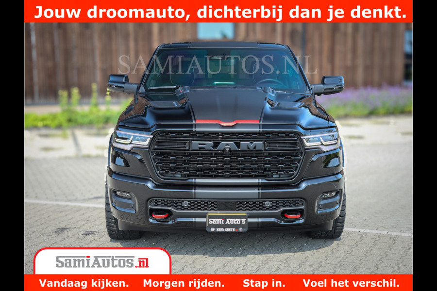 Dodge Ram 1500 Limited Night High Output 540HP 706Nm | Massage + Full Option | De Meest Luxe en Volle Pick-Up in zijn Klasse | Comfortabele Dubbele Cabine met Royale 5 Zitplaatsen | BPM vrij | Nu Leverbaar uit Voorraad | Voorraad Nr 2354 - 3380